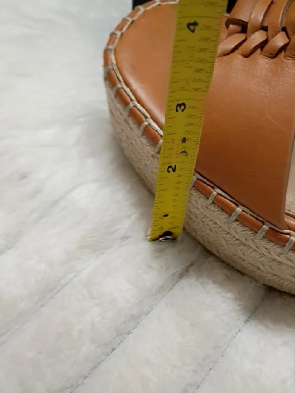 Veronica Beard Riya Cognac Leather Woven Espadrille Wedge Sandals